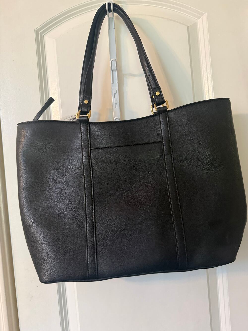 Sonoma Teo Black Vegan Leather Tote Bag Card Case Set NWT